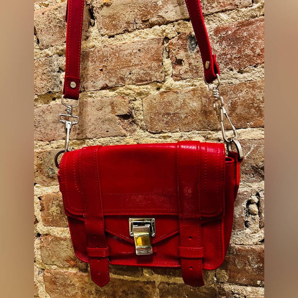 Proenza Schouler PS1 Crossbody Bag Red Leather Silver Hardware